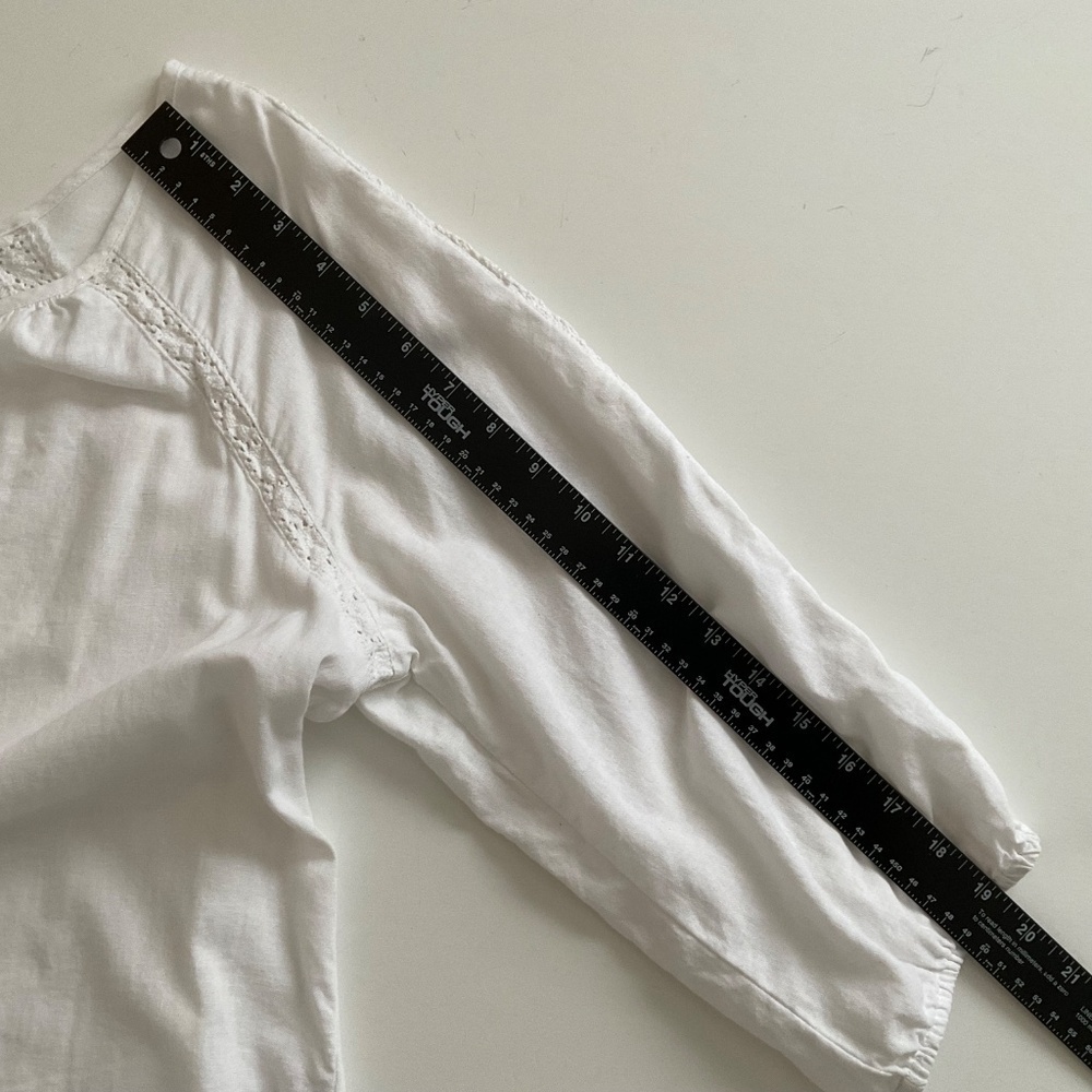 Saint Tropez West Blouse XL White Lace Keyhole Boho Cottagecore Peasant Summer - Picture 7 of 8